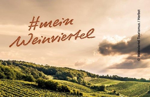 Panoramabild Weinviertel mit dem Schriftzug #meinWeinviertel