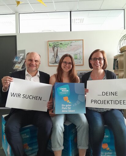 Pressefoto neue Förderaufrufe: Christian Frank, Caroline Fribert, Christine Filipp