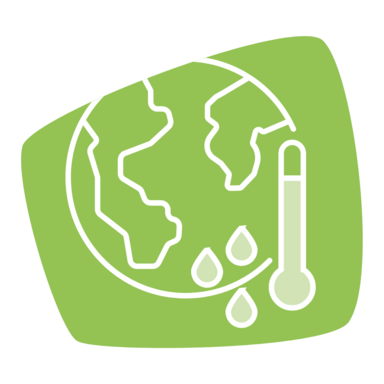 Klimawandel Aktionfeldicon - grün, mit Weltkugel und Thermometer