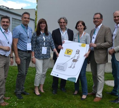 Gruppenbild der Fachtagung Abbau von Barrieren mit Referenten und LEADER-Team.